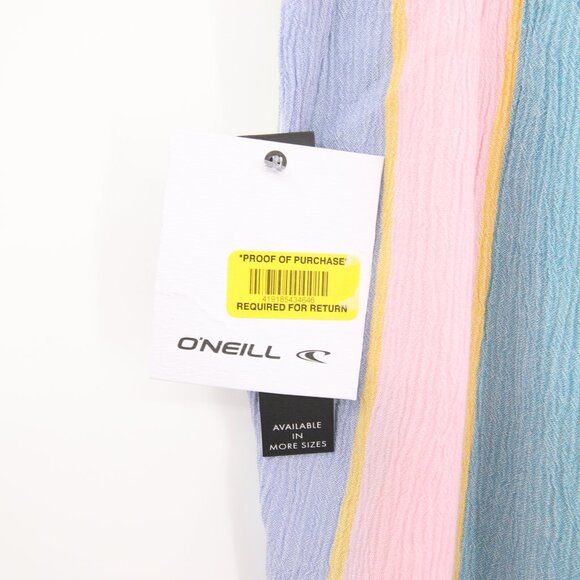 O'Neill Shorts Blue Colorful Striped Smocked Waistband Lightweight High Waisted - Picture 7 of 12